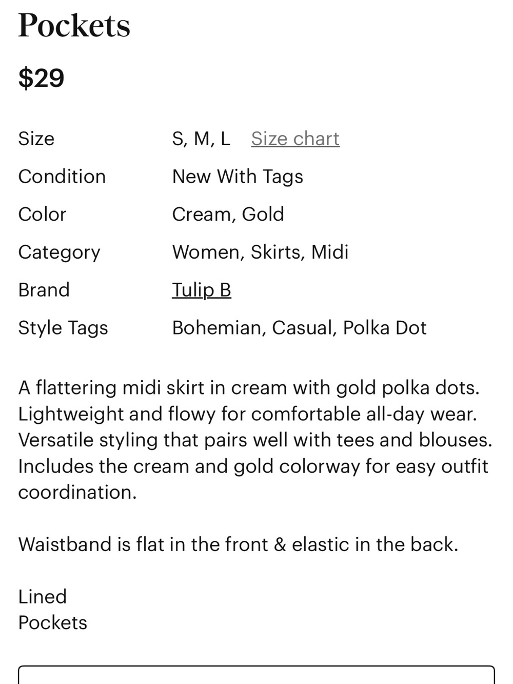 Tulip B Polka Dot Midi Skirt. Size Xl - Picture 5 of 5
